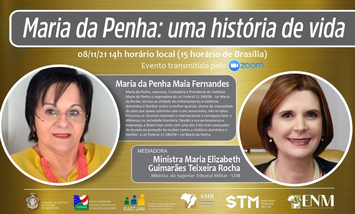 Você está visualizando atualmente TJAM promove palestra com Maria da Penha nesta segunda (8/11)